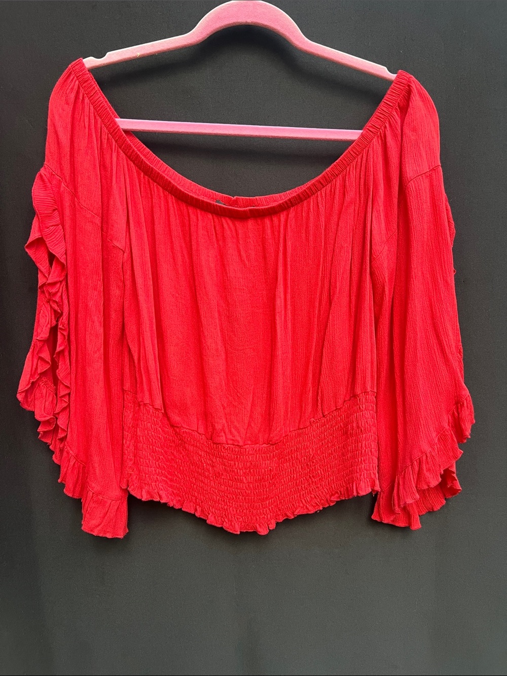 Zaful Red Off-Shoulder Ruffle Tunic